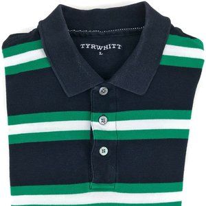 Charles Tyrwhitt Black Striped Polo Shirt Sz Large